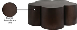 Meridian Furniture Lucky Clover Shaped Iron Coffee Table Sculptural Accent for Glam Eclectic Living Rooms Brown 99099Brown-CT