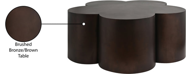 Meridian Furniture Lucky Clover Shaped Iron Coffee Table Sculptural Accent for Glam Eclectic Living Rooms Brown 99099Brown-CT