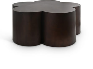 Meridian Furniture Lucky Clover Shaped Iron Coffee Table Sculptural Accent for Glam Eclectic Living Rooms Brown 99099Brown-CT