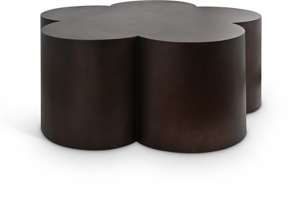 Meridian Furniture Lucky Clover Shaped Iron Coffee Table Sculptural Accent for Glam Eclectic Living Rooms Brown 99099Brown-CT