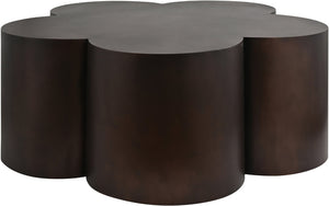 Meridian Furniture Lucky Clover Shaped Iron Coffee Table Sculptural Accent for Glam Eclectic Living Rooms Brown 99099Brown-CT