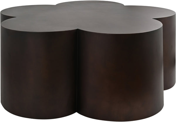 Meridian Furniture Lucky Clover Shaped Iron Coffee Table Sculptural Accent for Glam Eclectic Living Rooms Brown 99099Brown-CT