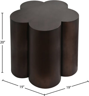 Meridian Furniture Lucky Clover Sculptural Iron Side Table with Metallic Finish for Modern Eclectic Living Rooms Brown 99099Brown-ET