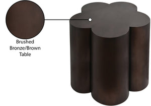 Meridian Furniture Lucky Clover Sculptural Iron Side Table with Metallic Finish for Modern Eclectic Living Rooms Brown 99099Brown-ET