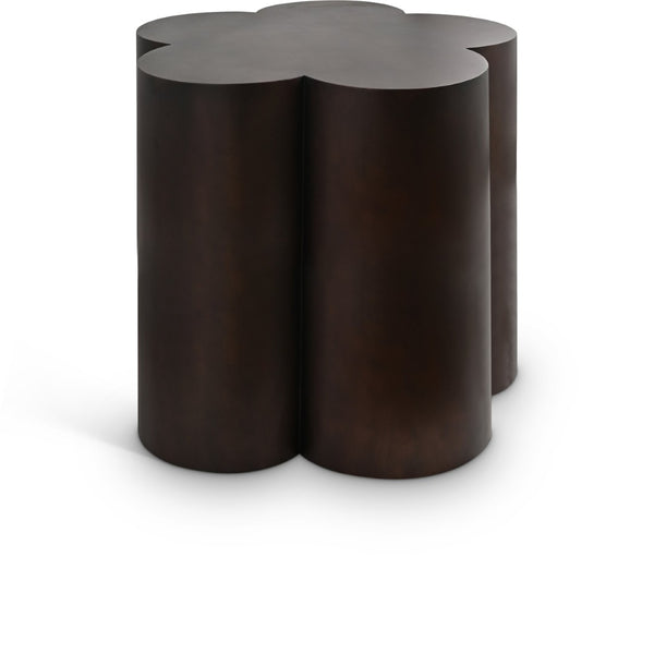 Meridian Furniture Lucky Clover Sculptural Iron Side Table with Metallic Finish for Modern Eclectic Living Rooms Brown 99099Brown-ET