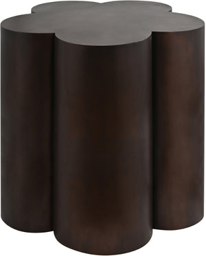 Meridian Furniture Lucky Clover Sculptural Iron Side Table with Metallic Finish for Modern Eclectic Living Rooms Brown 99099Brown-ET