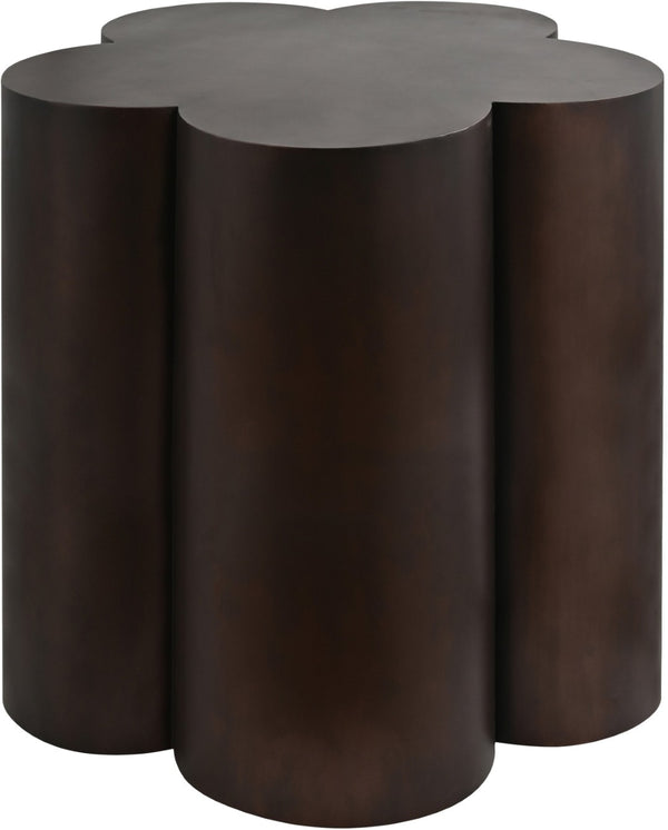 Meridian Furniture Lucky Clover Sculptural Iron Side Table with Metallic Finish for Modern Eclectic Living Rooms Brown 99099Brown-ET