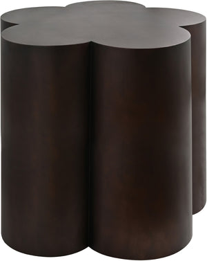 Meridian Furniture Lucky Clover Sculptural Iron Side Table with Metallic Finish for Modern Eclectic Living Rooms Brown 99099Brown-ET