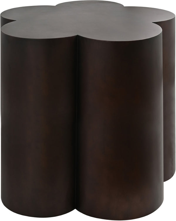 Meridian Furniture Lucky Clover Sculptural Iron Side Table with Metallic Finish for Modern Eclectic Living Rooms Brown 99099Brown-ET