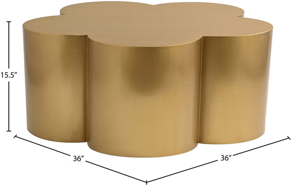 Meridian Furniture Lucky Clover Shaped Iron Coffee Table Sculptural Accent for Glam Eclectic Living Rooms Gold 99099Gold-CT