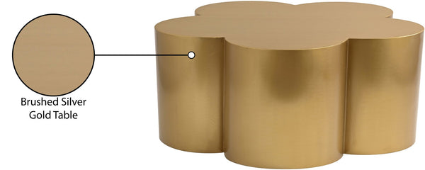 Meridian Furniture Lucky Clover Shaped Iron Coffee Table Sculptural Accent for Glam Eclectic Living Rooms Gold 99099Gold-CT