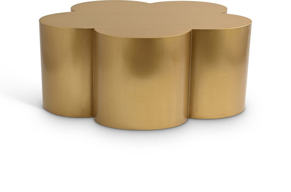 Meridian Furniture Lucky Clover Shaped Iron Coffee Table Sculptural Accent for Glam Eclectic Living Rooms Gold 99099Gold-CT