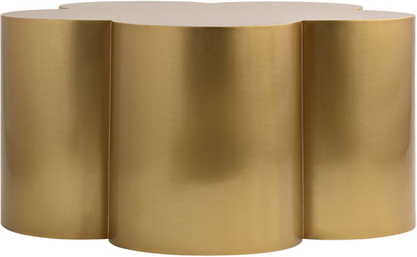 Meridian Furniture Lucky Clover Shaped Iron Coffee Table Sculptural Accent for Glam Eclectic Living Rooms Gold 99099Gold-CT