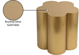 Meridian Furniture Lucky Clover Sculptural Iron Side Table with Metallic Finish for Modern Eclectic Living Rooms Gold 99099Gold-ET