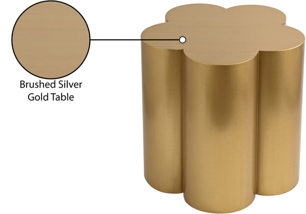 Meridian Furniture Lucky Clover Sculptural Iron Side Table with Metallic Finish for Modern Eclectic Living Rooms Gold 99099Gold-ET