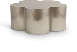 Meridian Furniture Lucky Clover Shaped Iron Coffee Table Sculptural Accent for Glam Eclectic Living Rooms Silver 99099Silver-CT