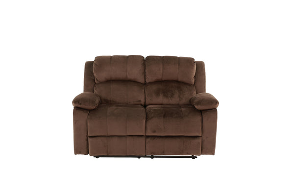 English Elm Motion Loveseat sleek bonded leather reclining sofa with solid wood frame and metal mechanism, luxe comfort for contemporary living spaces Chocolate 58 L x 31 W x 27 H B011P205571
