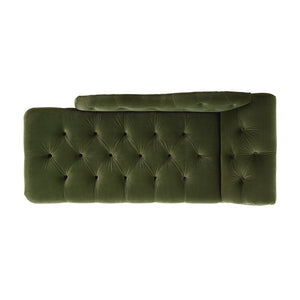 English Elm Jennifer Taylor Home - Samuel Tufted Roll Arm Chaise Lounge in Lux Velvet Upholstery with Kiln-Dried Hardwood Frame and Plush Support Olive Green B2719P238293