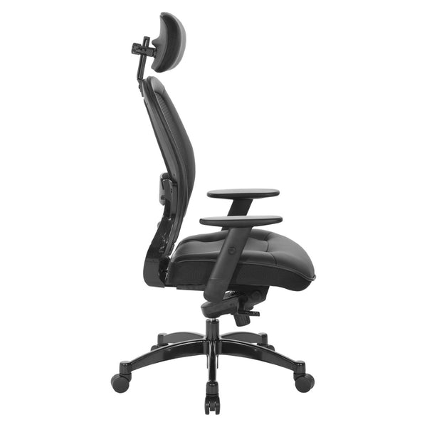 OSP Home Furnishings Pro Ergonomic Mesh Back Office Chair with Lumbar Support Padded Leather Seat Gas Lift 27008