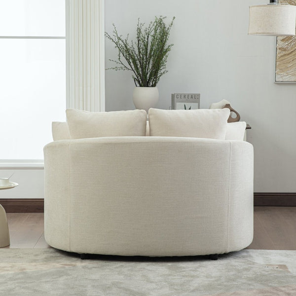 English Elm 56.3'' Oversized Barrel Lounger Chenille Cuddle Chair with Pocket Spring Deep Seat Beige W3118S00035