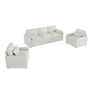 English Elm Cozy Upholstered Sofa Set - Oversized Chenille Cloud Couch With Double Cushion & Ergonomic Arms N719S001921A