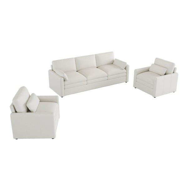 English Elm 101.2" Modular Chenille Sectional Sofa with Tufted Cushions and Deep Seating for Living Room Beige N719S001924A