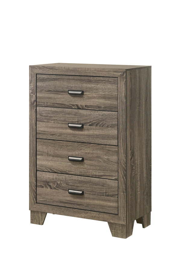 English Elm Rustic Transitional Tall 4-Drawer Chest with Weathered Finish, Spacious Storage, Sturdy Metal Hardware, Cozy Bedroom Accent Gray 19.1 L x 34.25 W x 46.9 H B011P375265