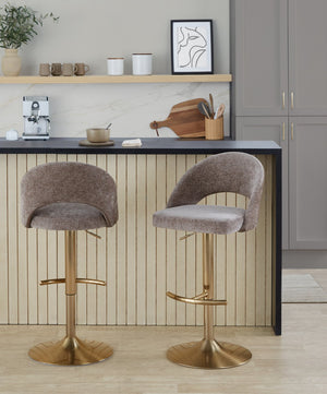 English Elm Adjustable Swivel Barstools Set of 2 Fabric Seat Black Metal Base Kitchen Counter B202S02000