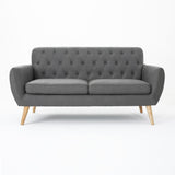 Christopher Knight Home® - Noble House - Bernice Petite Mid Century Modern Tufted Dark Grey Fabric Sofa