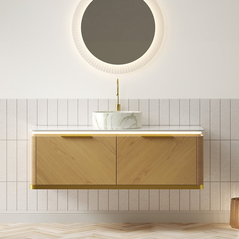 English Elm Dipa 48" Floating Bathroom Vanity With Luxury Vessel Sink, Soft-Close Drawers & Sensor Lighting W2615S00488