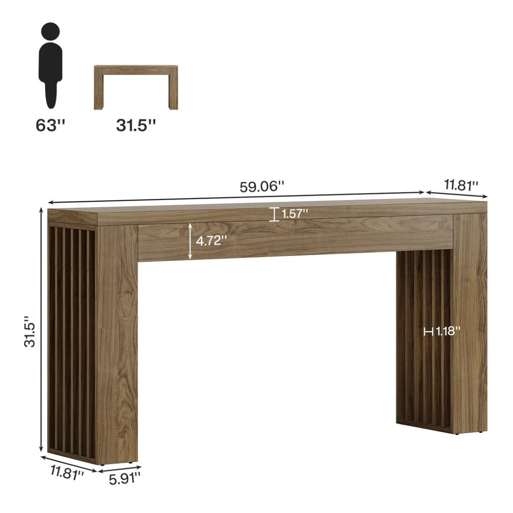 English Elm Couch Table Slim Farmhouse Console for Entryways Hallways and Sofa Walls Antique Finish T3971P460495