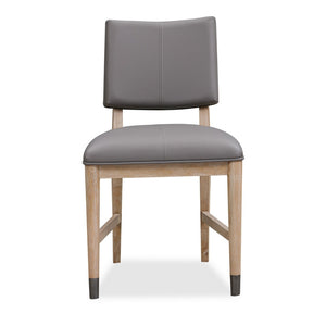 English Elm 20 Inch Faux Leather Dining Chairs Wire-brushed Wood Set of Two for Modern Tables B056P412610
