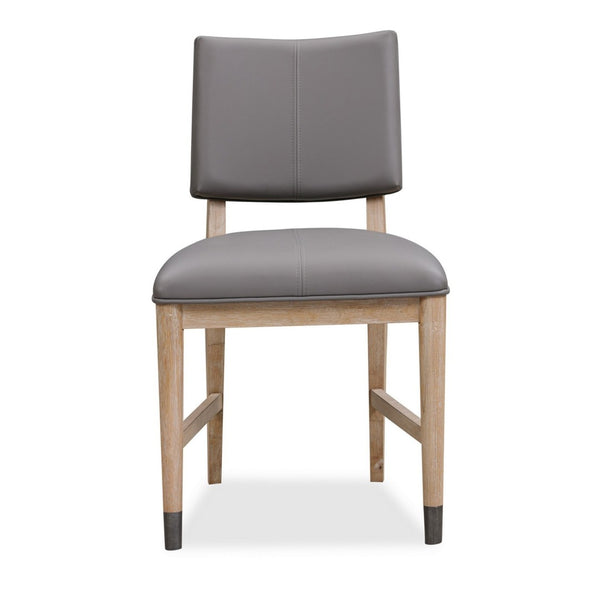English Elm 20 Inch Faux Leather Dining Chairs Wire-brushed Wood Set of Two for Modern Tables B056P412610