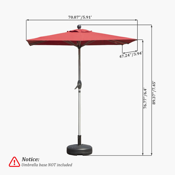 English Elm Rectangle Patio Umbrella With Crank Lift & Tilt Function - Stylish Brick Red Shade For Outdoor Comfort W1859P320940-GIGA