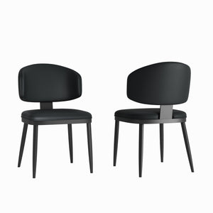 English Elm 71" Modern Rectangular Dining Table For 6-8 With Stylish Black Titanium Base & 8 Leather Chairs Included W2700S00055