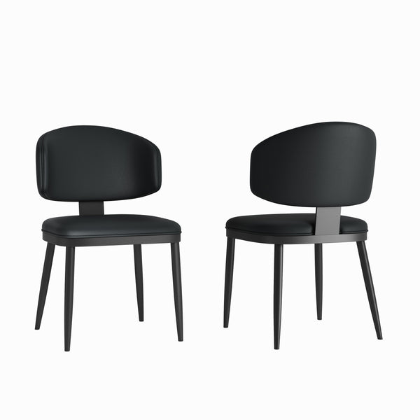 English Elm 71" Modern Rectangular Dining Table For 6-8 With Stylish Black Titanium Base & 8 Leather Chairs Included W2700S00055