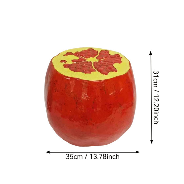 English Elm Pomegranate Resin Sculpted Stool Outdoor Side Table Plant Stand Accent Decor W5709P496325