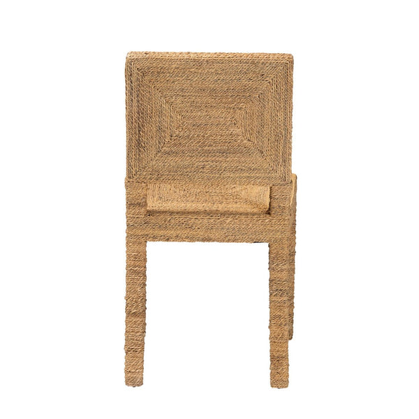 English Elm Bohemian Handwoven Kubu Rattan Mahogany Wood Dining Chair Organic Eclectic Style B2750P467724