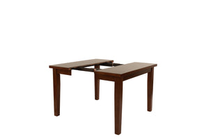 English Elm Contemporary Rectangular Dining Table Set 7pc with 18" Expandable Leaf, Faux Leather Chairs, Warm Finish Walnut 58 L x 58 W x 8 H B011S01094