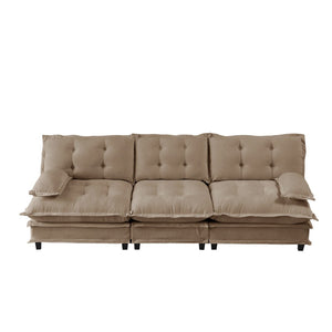 English Elm 107" Modular Cloud Sectional Sofa Deep Seat Chenille Upholstered Living Room Couch Light Coffee W714S01702