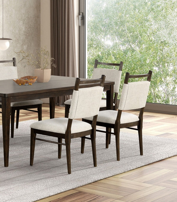 English Elm Modern Dark Walnut 2pc Side Chairs Upholstered Polyester Seats Cozy Dining Set Rubberwood Frame, 38"H B2741P320862