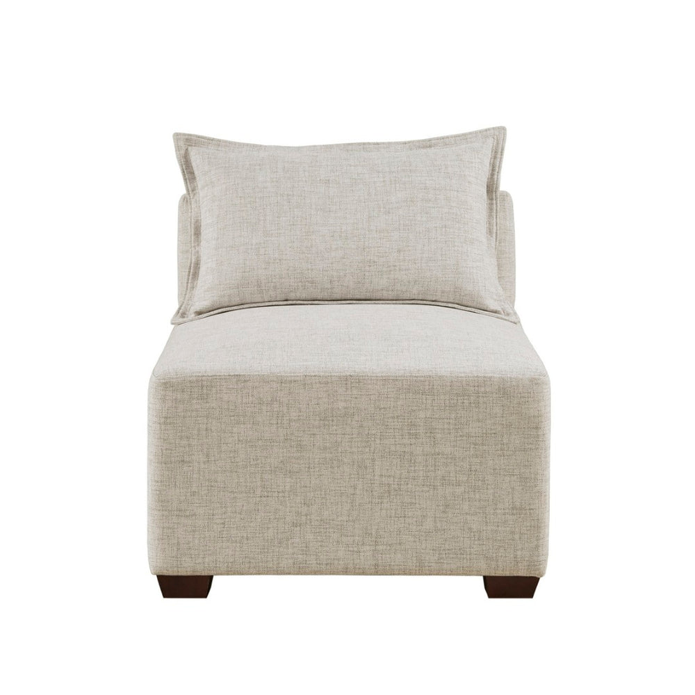 English Elm Modular Armless Chair Woven Polyester Sectional Seating with Espresso Block Feet B035129471