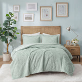 Madison Park Arya BOHO Embroidered Medallion Faux Fur Ultra Plush Comforter Mini Set MP10-7634 Aqua