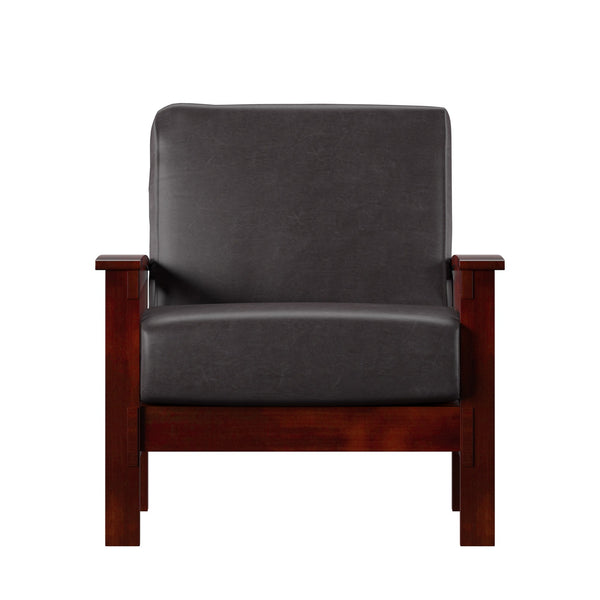 Monterey Mission Style Accent Chair with Steam-Bent Arms and Inner Spring Cushion