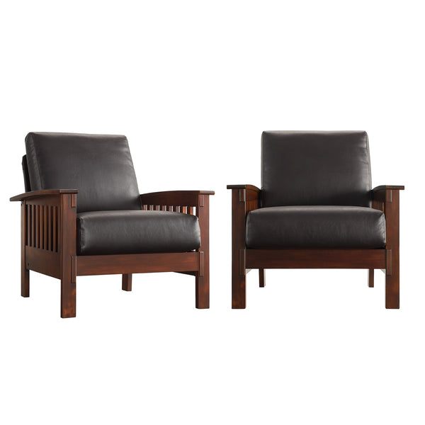 Monterey Mission Style Accent Chair with Steam-Bent Arms and Inner Spring Cushion