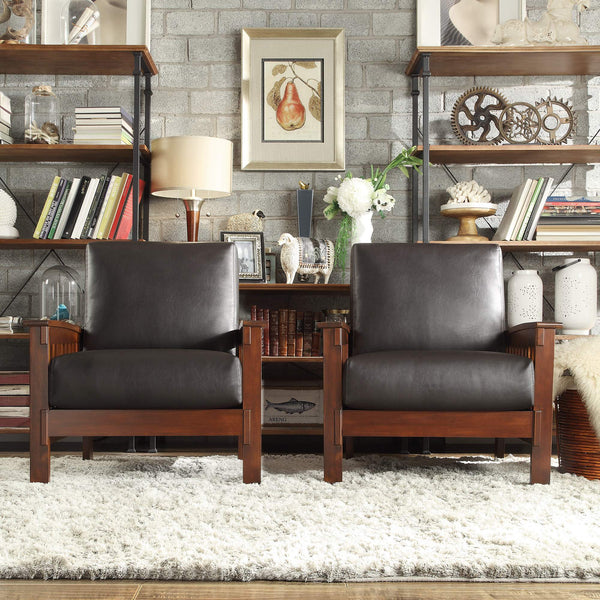 Monterey Mission Style Accent Chair with Steam-Bent Arms and Inner Spring Cushion