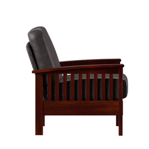 Monterey Mission Style Accent Chair with Steam-Bent Arms and Inner Spring Cushion