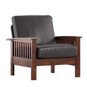 Monterey Mission Style Accent Chair with Steam-Bent Arms and Inner Spring Cushion