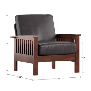 Monterey Mission Style Accent Chair with Steam-Bent Arms and Inner Spring Cushion