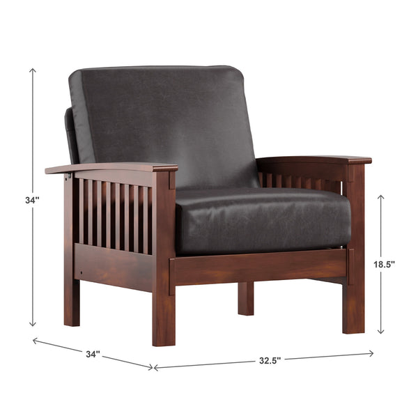 Monterey Mission Style Accent Chair with Steam-Bent Arms and Inner Spring Cushion